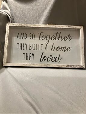 White Framed "And So Together" Wall Sign - Rustic Farmhouse Decor